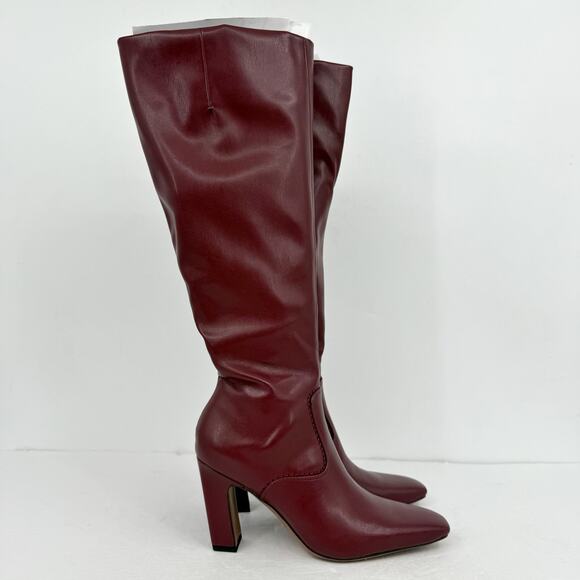 Franco Sarto Womens Bowman Knee High Boots US 7.5 M Wide Calf Red NIB - Picture 3 of 11